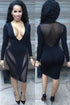 Sexy Club Night Black Mesh Highlight Midi Dress